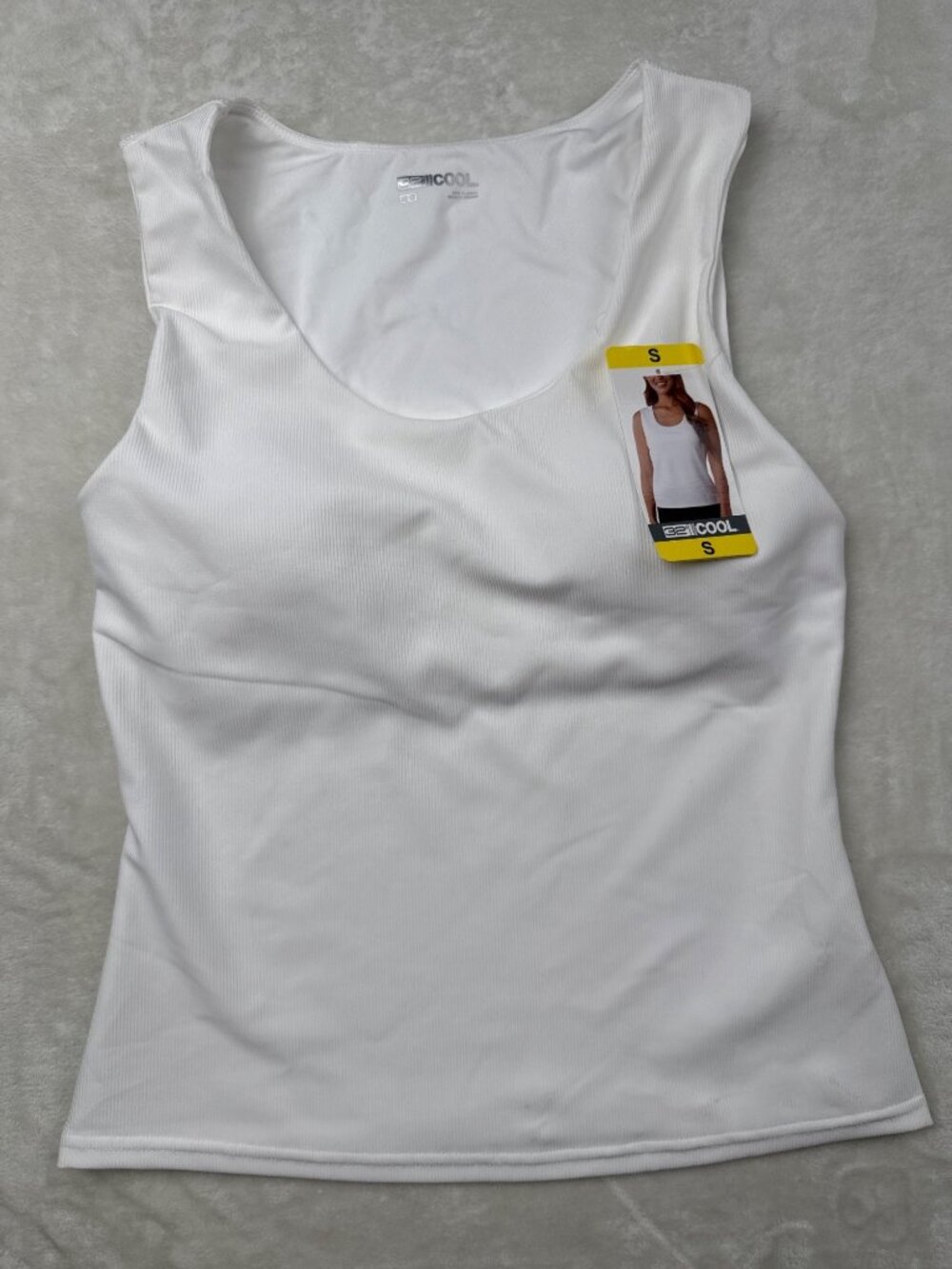 32 Degrees Cool Womens White Sleeveless Ribbed Tank Top Small S